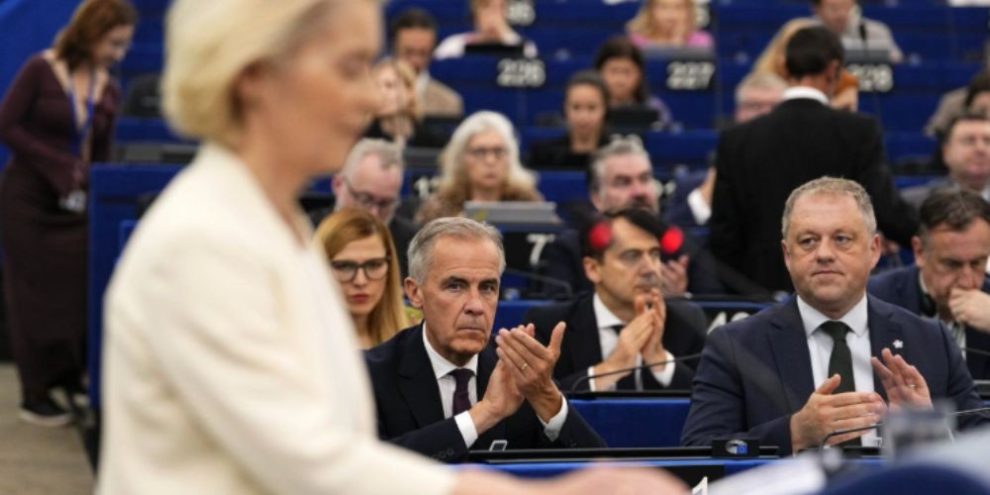 Prime Minister Mark Carney attends the European Union state of the union address in Strasbourg, France.
