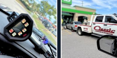Picture of vehicle stopped by Barrie Police for allegedly stunt driving on Yonge Street.
