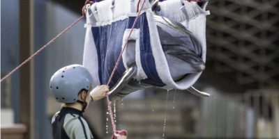 Dolphin Echo is transported onto a truck at Marineland in Niagara Falls, Ont.