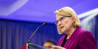 Ontario Health Minister Sylvia Jones speaks at a press conference in Toronto on September 16, 2026.