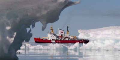 Canadian Coast Guard icebreaker Henry Larsen sailing through Allen Bay near Resolute, Nunavut, during Operation Nanook on August 25, 2010.