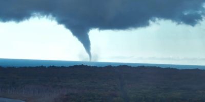 Waterspout over Georgian Bay between Christian Island and Hope Island on October 9, 2026.