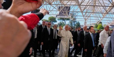 Pope Leo XIV arrives at the Agostino Gemelli Polyclinic in Rome on October 13, 2026.