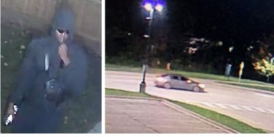 Photograph of suspect sought in Barrie Police robbery investigation, and suspect vehicle, on Oct. 15, 2026. (Image supplied - Barrie Police Service)