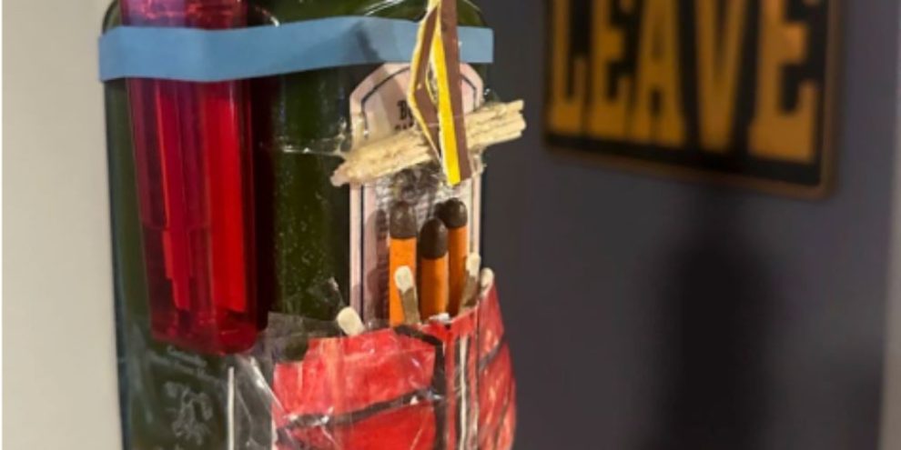 Improvised explosive device allegedly sent by Jesse Van Rootselaar to James Bryant